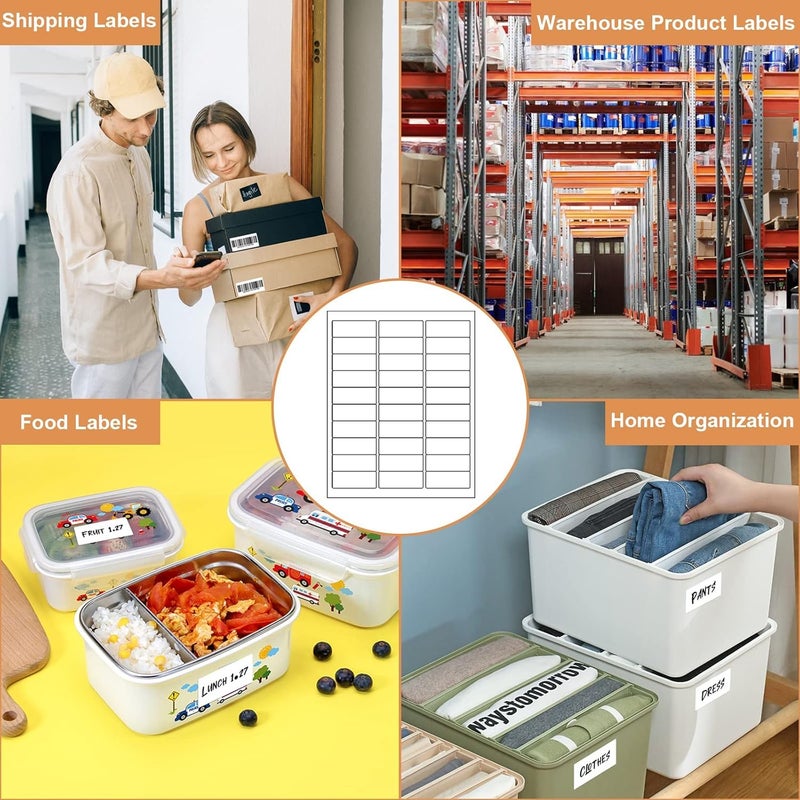 Tapsin Address Labels 1"" X 2-5/8"" 30 Up Mailing Label for Laser/Inkjet Printer, Blank White, Permanent Adhesive, Printable Label Sticker Paper (30 Sheets - 900) - Image 4